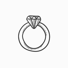 Image showing Diamond ring sketch icon.