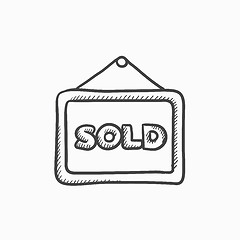 Image showing Sold placard sketch icon.