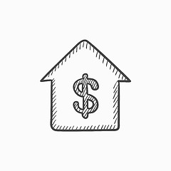 Image showing House with dollar symbol sketch icon.