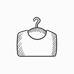 Image showing Sweater on hanger sketch icon.