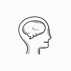 Image showing Human head with brain sketch icon.