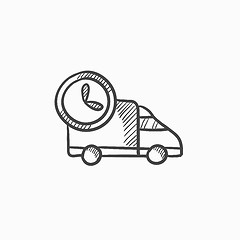 Image showing Delivery truck sketch icon.