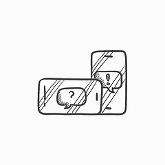 Image showing Smartphones with speech squares sketch icon.