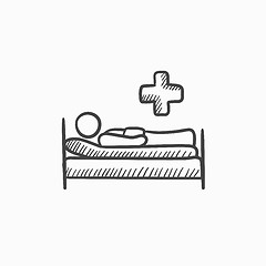 Image showing Patient lying on bed  sketch icon.