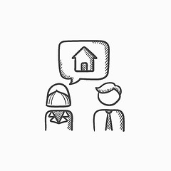 Image showing Couple dreaming about house sketch icon.