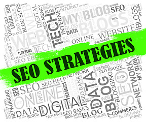 Image showing Seo Strategies Shows Search Engine And Internet