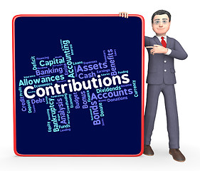 Image showing Contributions Word Means Supporter Support And Volunteer