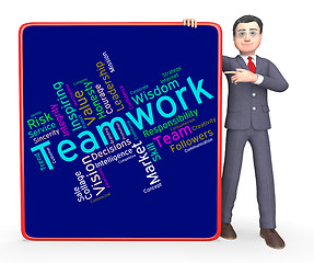 Image showing Teamwork Words Indicates Unit Wordcloud And Group