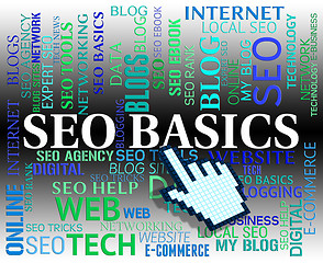 Image showing Seo Basics Represents Web Site And Essentials