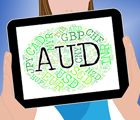 Image showing Aud Currency Means Worldwide Trading And Coinage