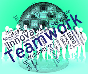 Image showing Teamwork Words Shows Text Organized And Networking