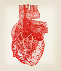 Image showing Human heart. 3D illustration. Vintage style.