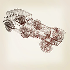 Image showing 3d model retro car. 3D illustration. Vintage style.