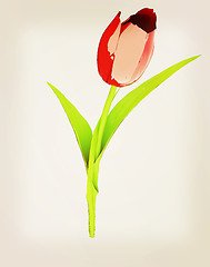 Image showing Tulip flower. 3D illustration. Vintage style.