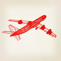 Image showing Airplane. 3D illustration. Vintage style.