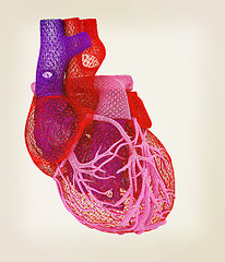 Image showing Human heart. 3D illustration. Vintage style.