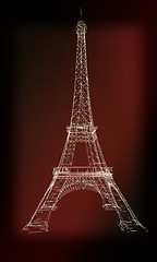Image showing 3d Eiffel Tower render. 3D illustration. Vintage style.