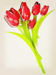 Image showing Tulip flower. 3D illustration. Vintage style.