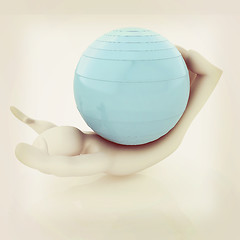 Image showing 3d man exercising position on fitness ball. My biggest pilates s