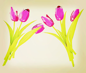 Image showing Tulip flower. 3D illustration. Vintage style.