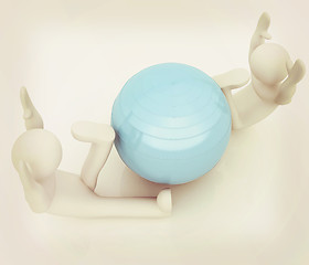 Image showing 3d man exercising position on fitness ball. My biggest pilates s