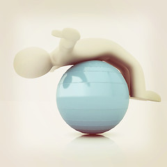 Image showing 3d man exercising position on fitness ball. My biggest pilates s