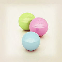 Image showing Fitness balls. 3D illustration. Vintage style.