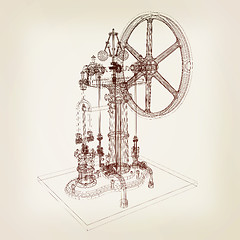 Image showing Perpetuum mobile. 3d render. 3D illustration. Vintage style.