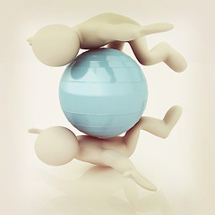 Image showing 3d man exercising position on fitness ball. My biggest pilates s