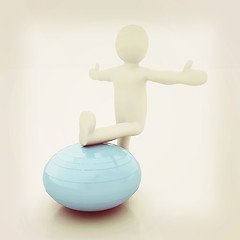 Image showing 3d man exercising position on fitness ball. My biggest pilates s