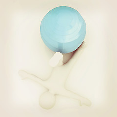 Image showing 3d man exercising position on fitness ball. My biggest pilates s