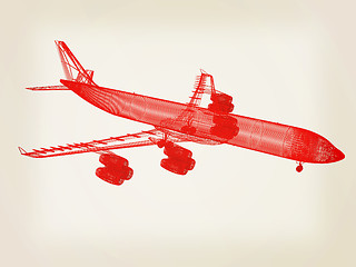 Image showing Airplane. 3D illustration. Vintage style.