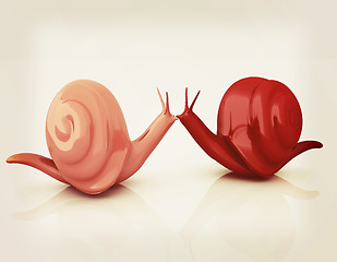 Image showing 3d fantasy animals, snails on white background . 3D illustration