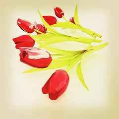 Image showing Tulip flower. 3D illustration. Vintage style.