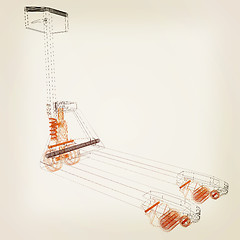 Image showing 3d model pallet jack. 3D illustration. Vintage style.