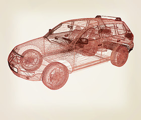 Image showing Model cars. 3d render . 3D illustration. Vintage style.