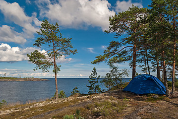 Image showing Tent by the lake.