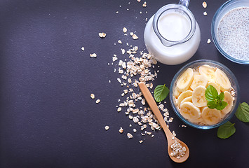 Image showing milk with chia seeds and banana