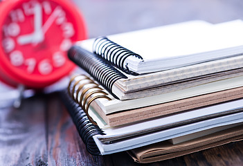 Image showing Stack of spiral notebooks