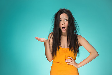 Image showing Frustrated young woman having a bad hair