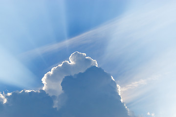 Image showing Bright clouds and lights on sky