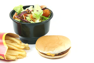 Image showing salad burger potatos