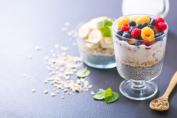 Image showing milk with chia seeds and berries