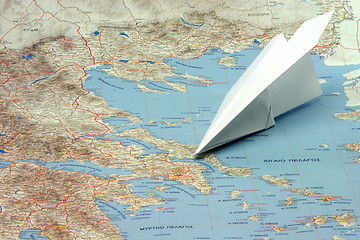 Image showing travel to greece by plane