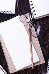 Image showing Stack of spiral notebooks