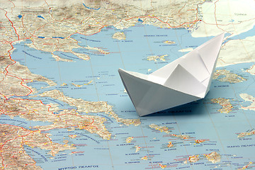 Image showing travel to greece by boat