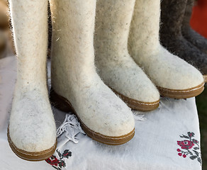 Image showing Warm shoes made of felt (felt boots)