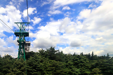 Image showing The cable car to the top of the mountain in the resort town.