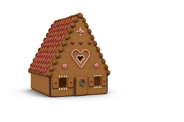 Image showing Beautiful gingerbread house on a white background.