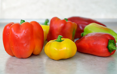 Image showing Red , yellow and green pepper bell pepper.